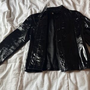 Glossy Black Women's Leather Jacket